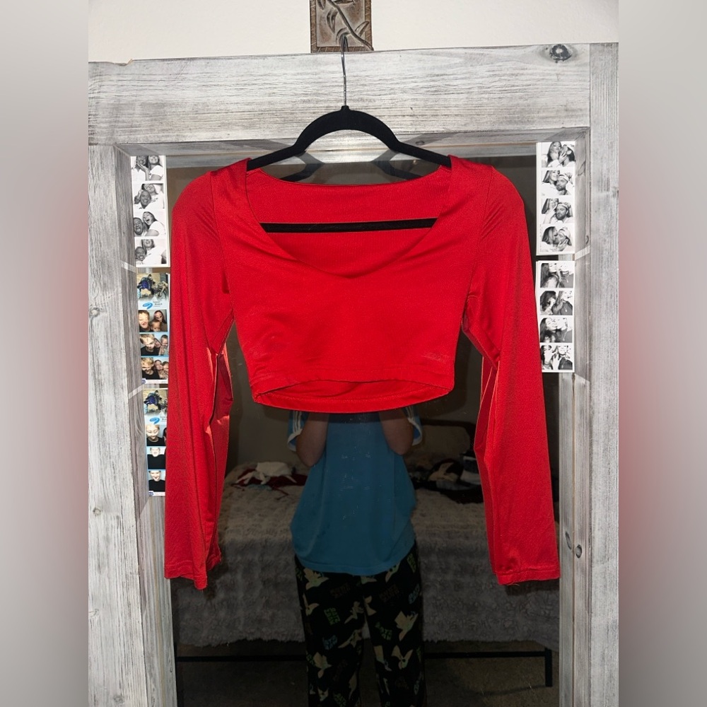 Amazon Vibrant Red Long Sleeve Blouse